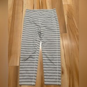 Athleta Gray and White Striped Leggings